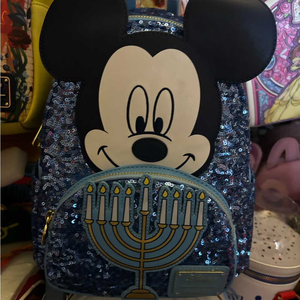 Disney Mickey Mouse Hanukkah Sequin Glow Mini Backpack